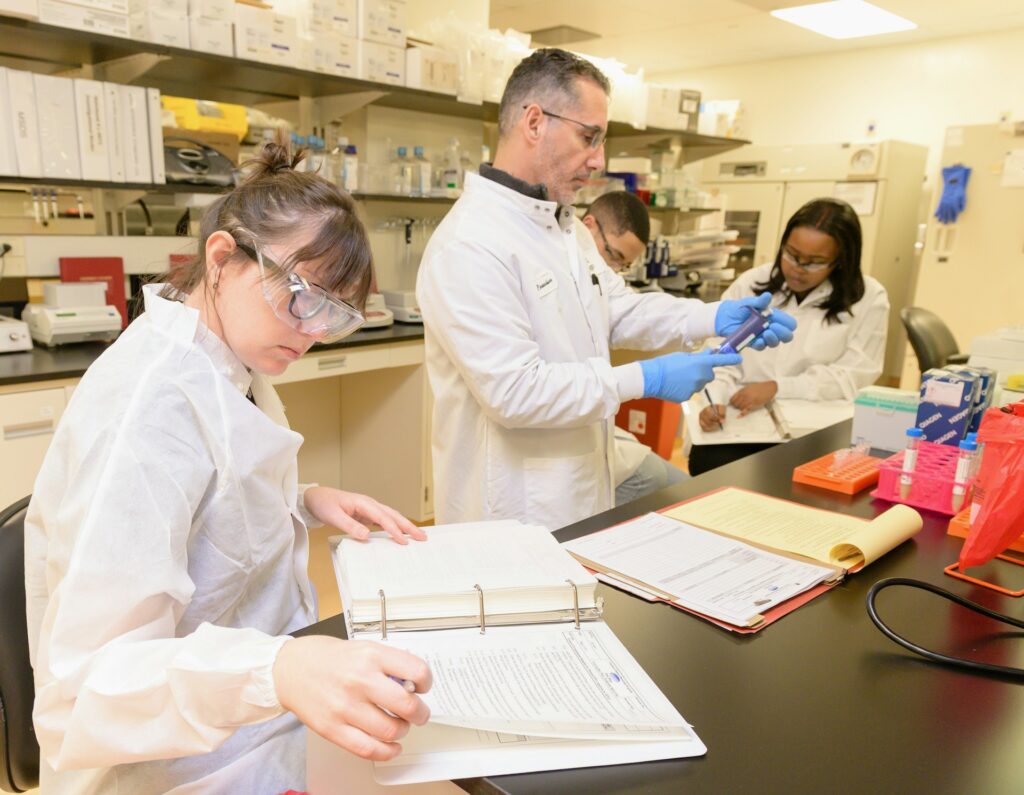 high school students doing summer research in lab